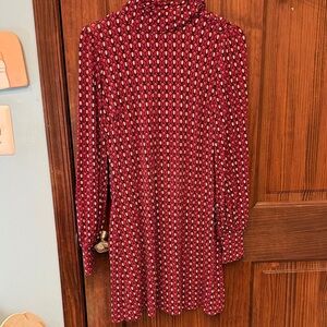 Banana Republic Patterned Red Long Sleeve Dress